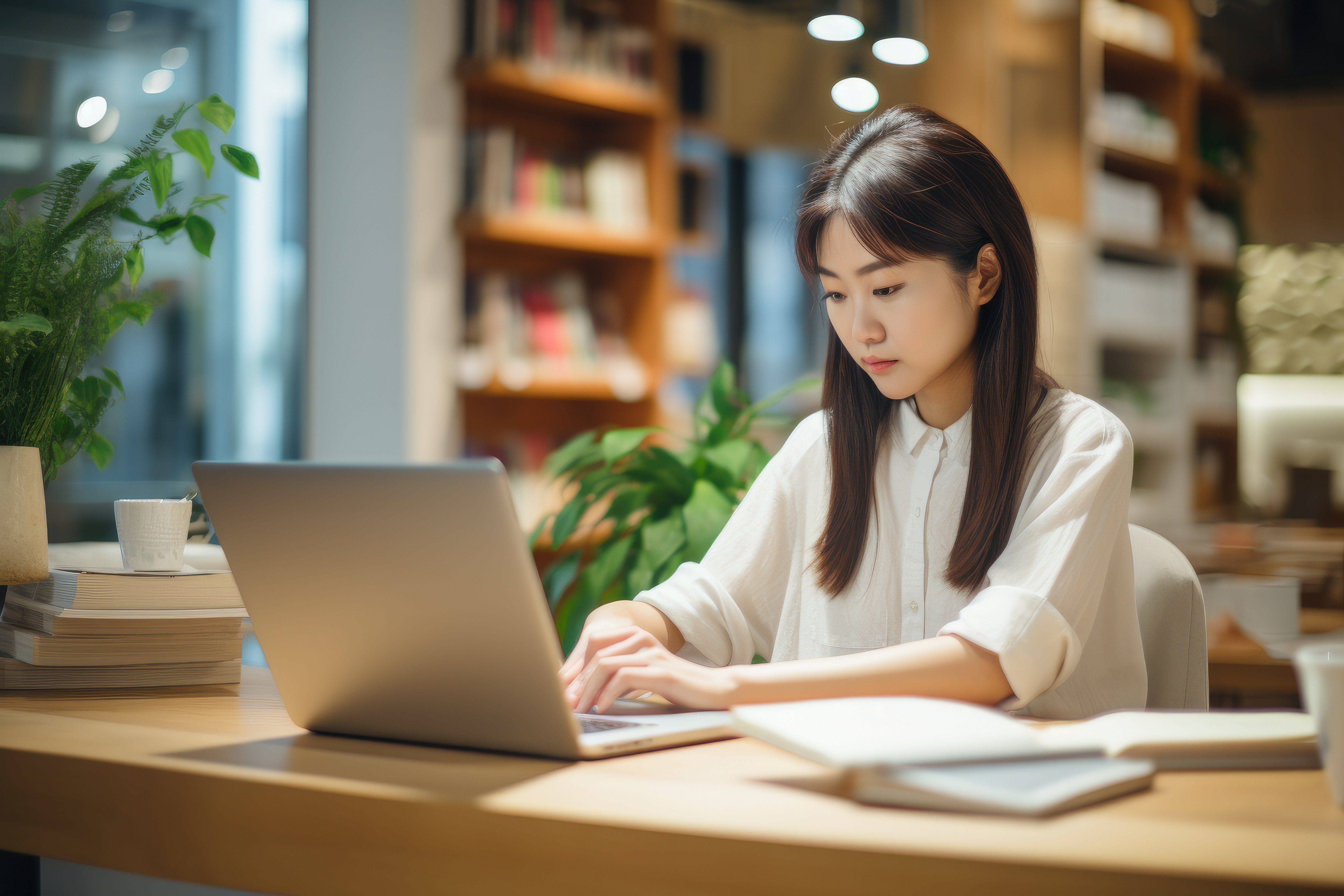 vecteezy_ai-generated-young-asian-woman-working-on-laptop-computer-in_35779803